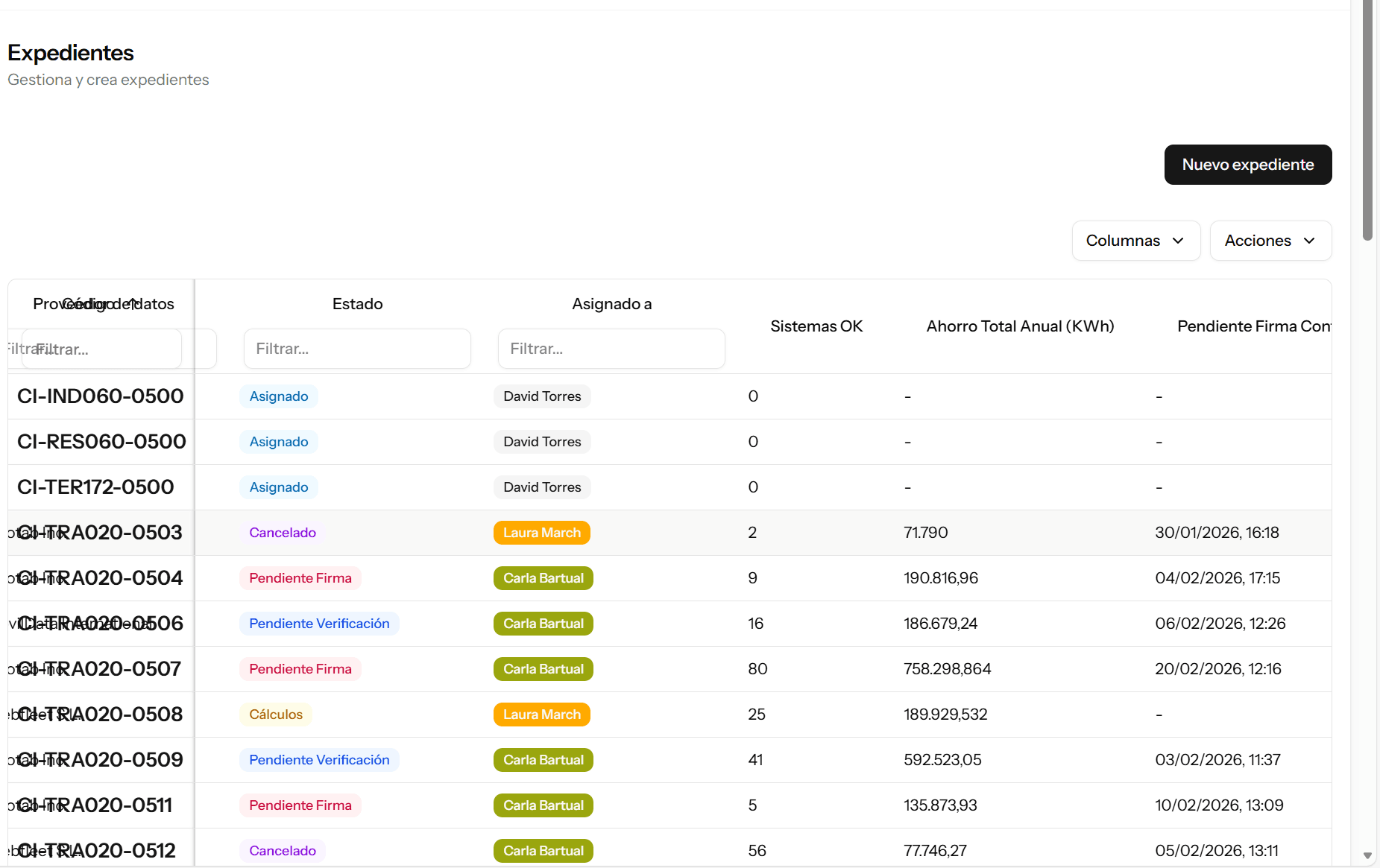 Gestión de expedientes CAE
